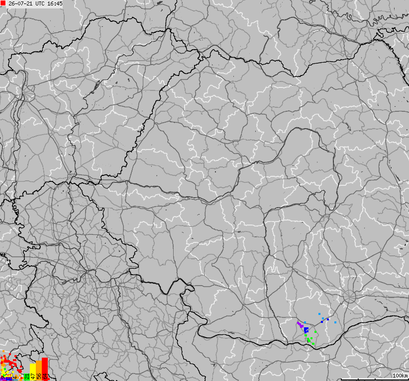 Map of lightnings Bulgaria, Moldavia, Romania