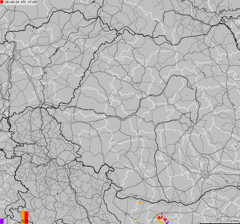 Mapa wyładowań atmosferycznych Bułgarii, Mołdawii, Rumunii