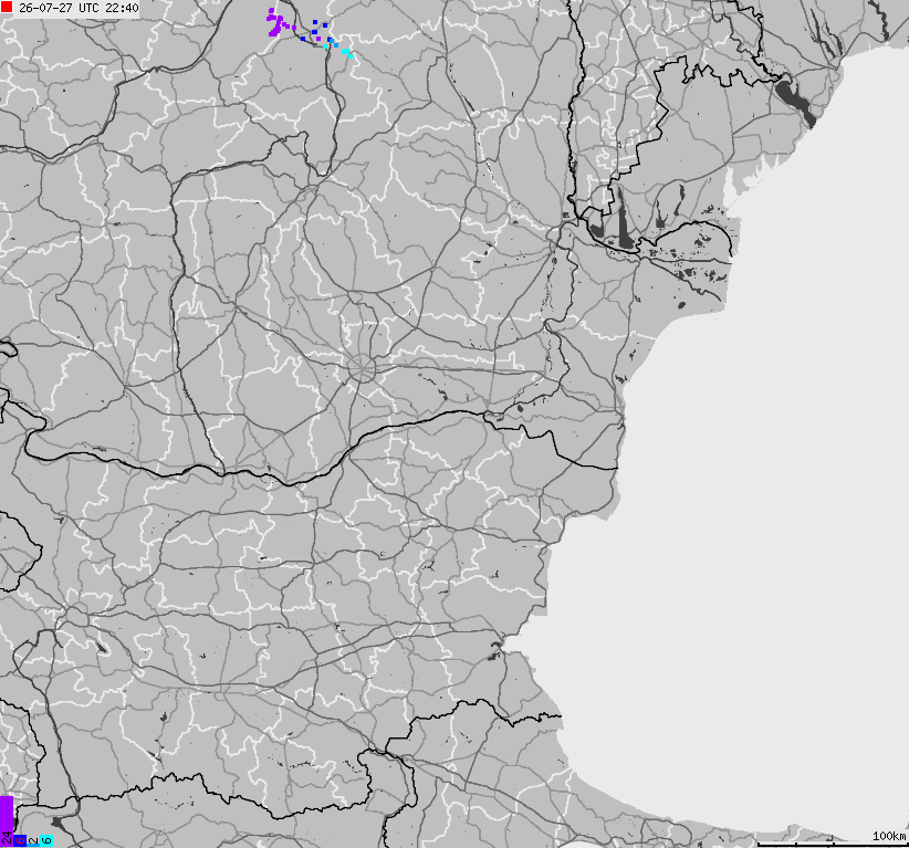 Mapa wyładowań atmosferycznych Bułgarii, Mołdawii, Rumunii