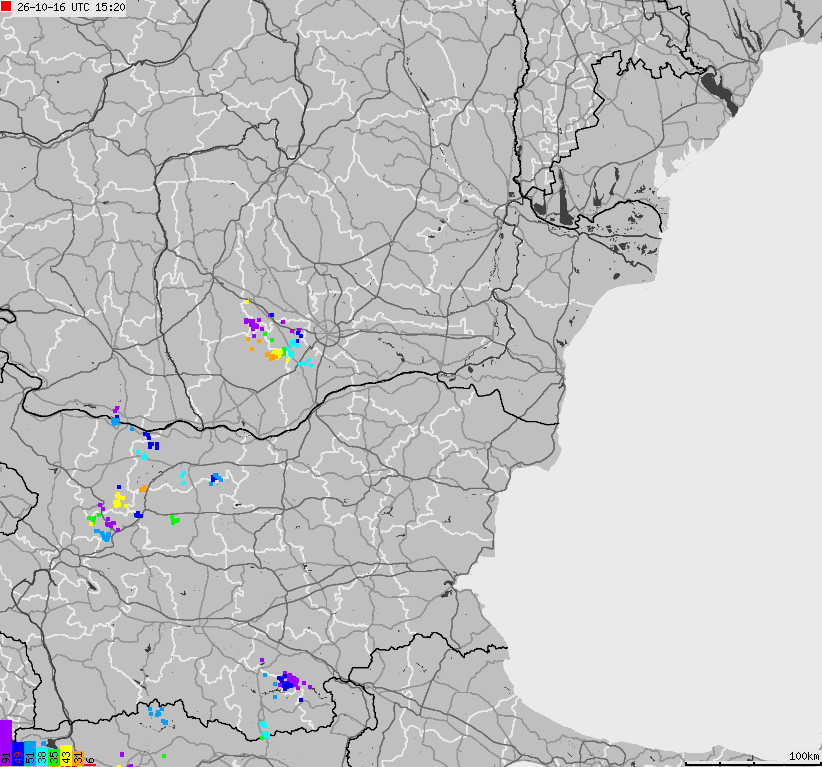 Mapa wyładowań atmosferycznych Bułgarii, Mołdawii, Rumunii