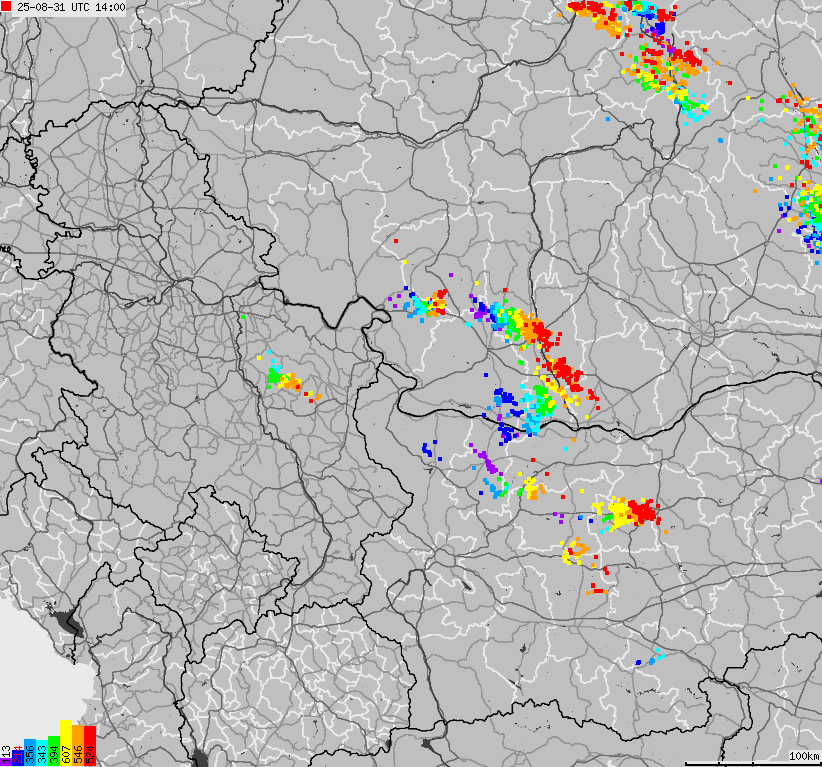 Map of lightnings Bulgaria, Moldavia, Romania