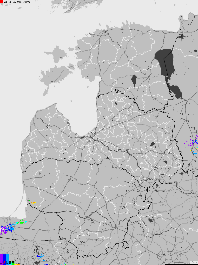 Map of lightnings across Estonia, Latvia, Lithuania