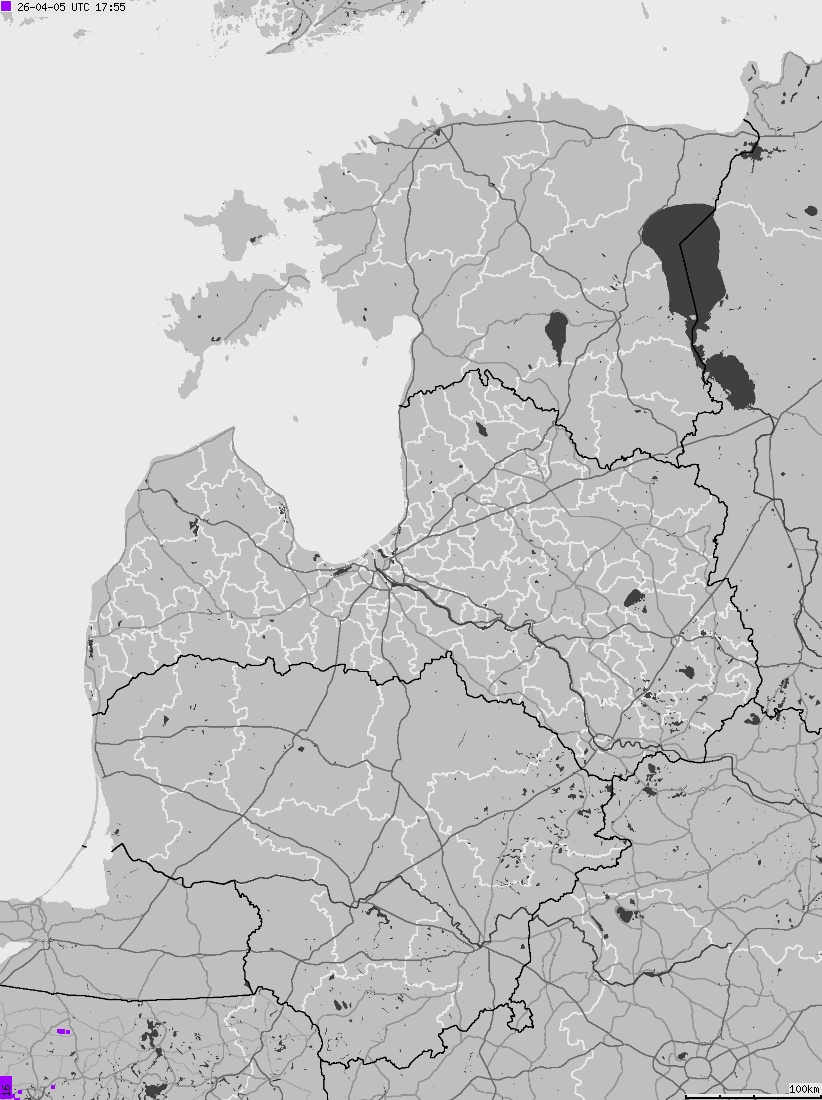 Map of lightnings across Estonia, Latvia, Lithuania