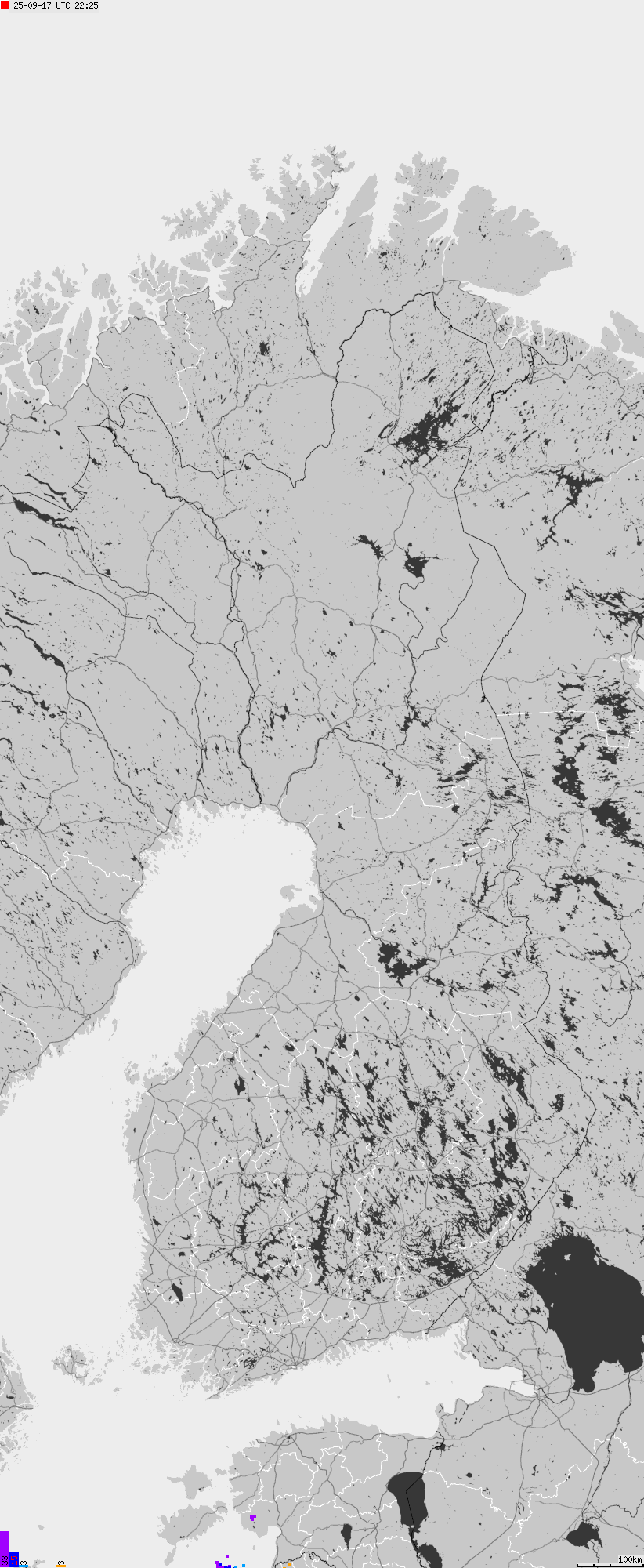 Map of lightnings across Finland