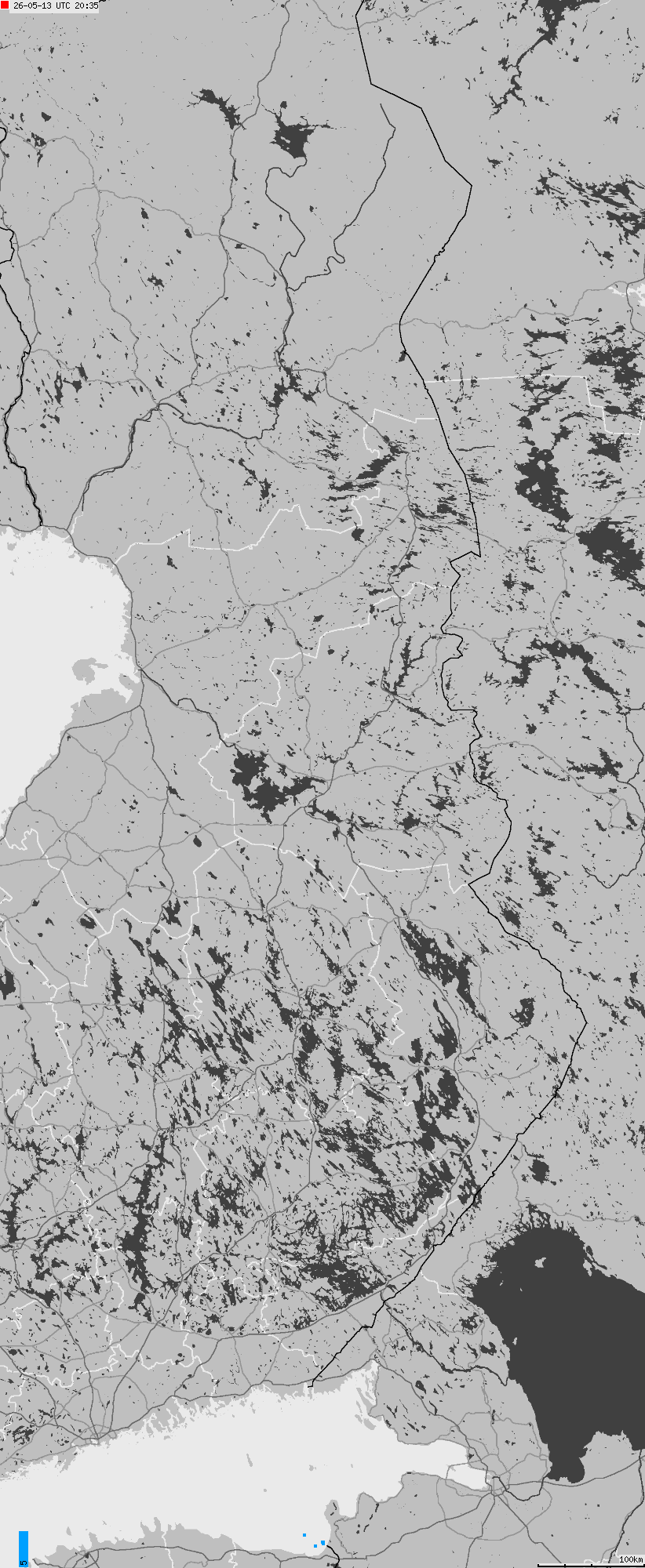 Map of lightnings across Finland