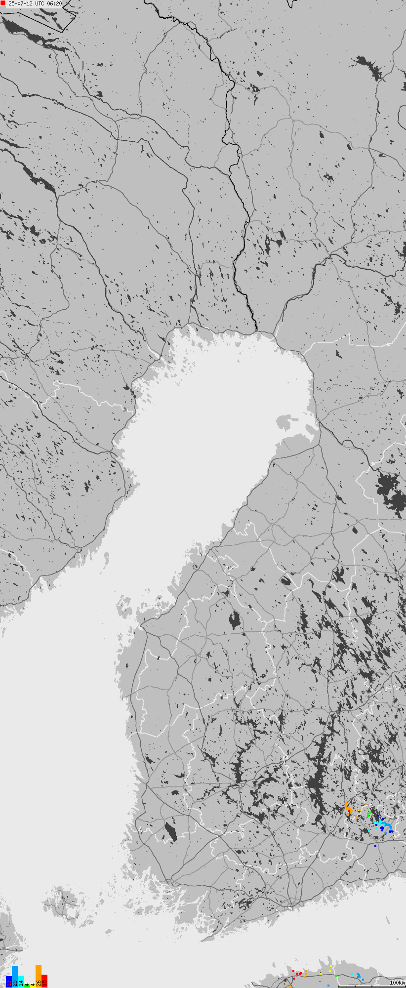 Map of lightnings across Finland