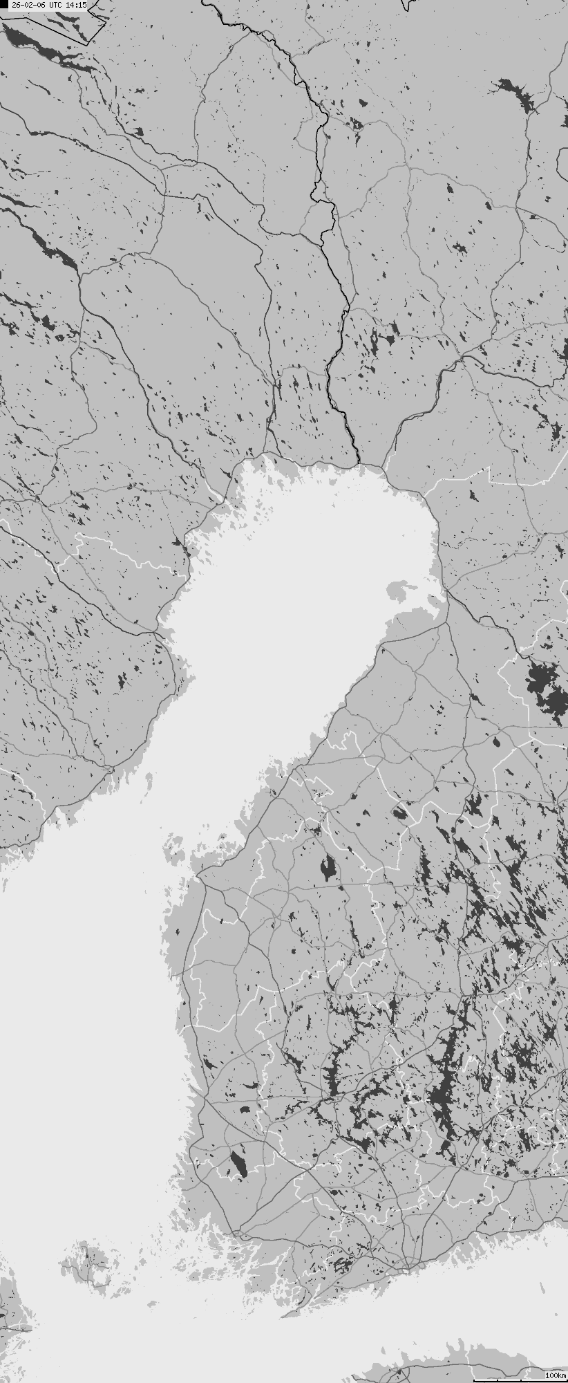 Mapa wyładowań atmosferycznych na obszarze Finlandii