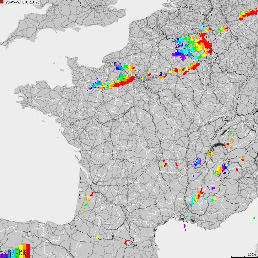 Map of lightnings France