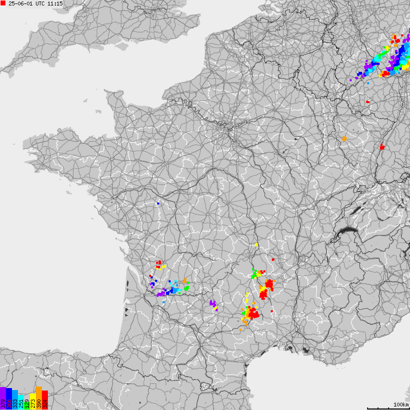 Map of lightnings France