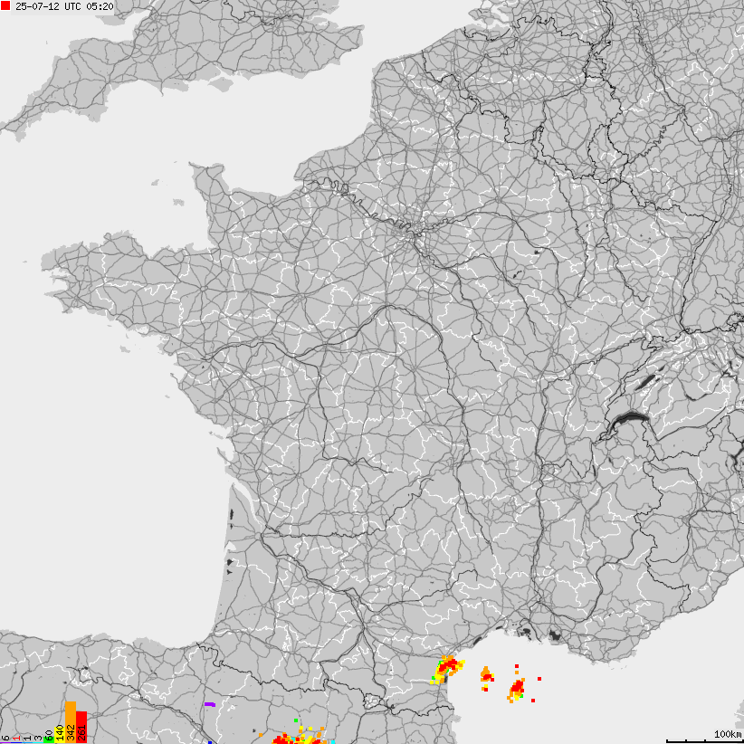 Map of lightnings France