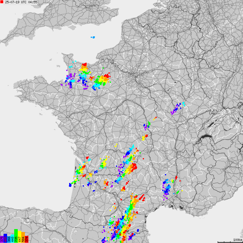Map of lightnings France