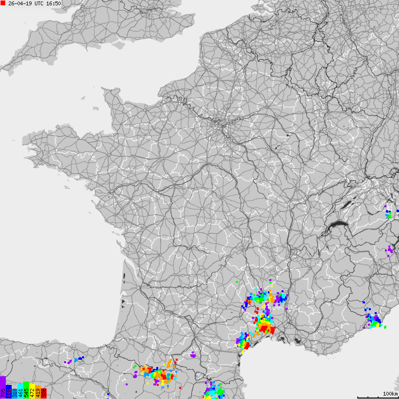 Map of lightnings France