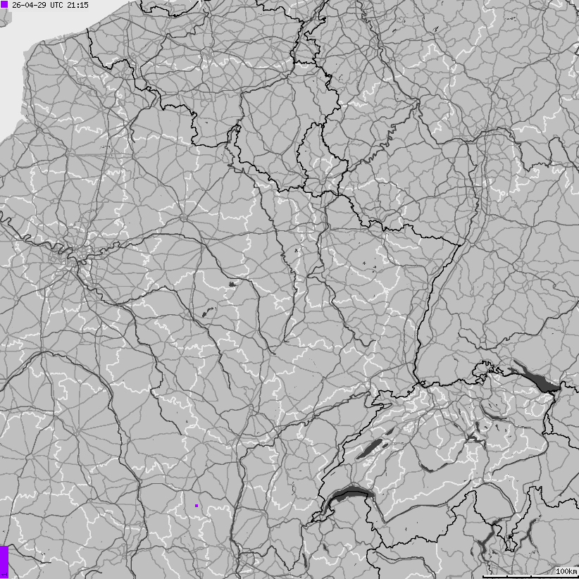 Mapa wyładowań atmosferycznych Francji