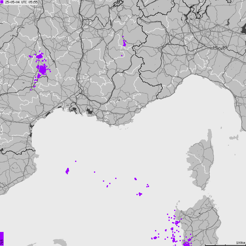 Map of lightnings France