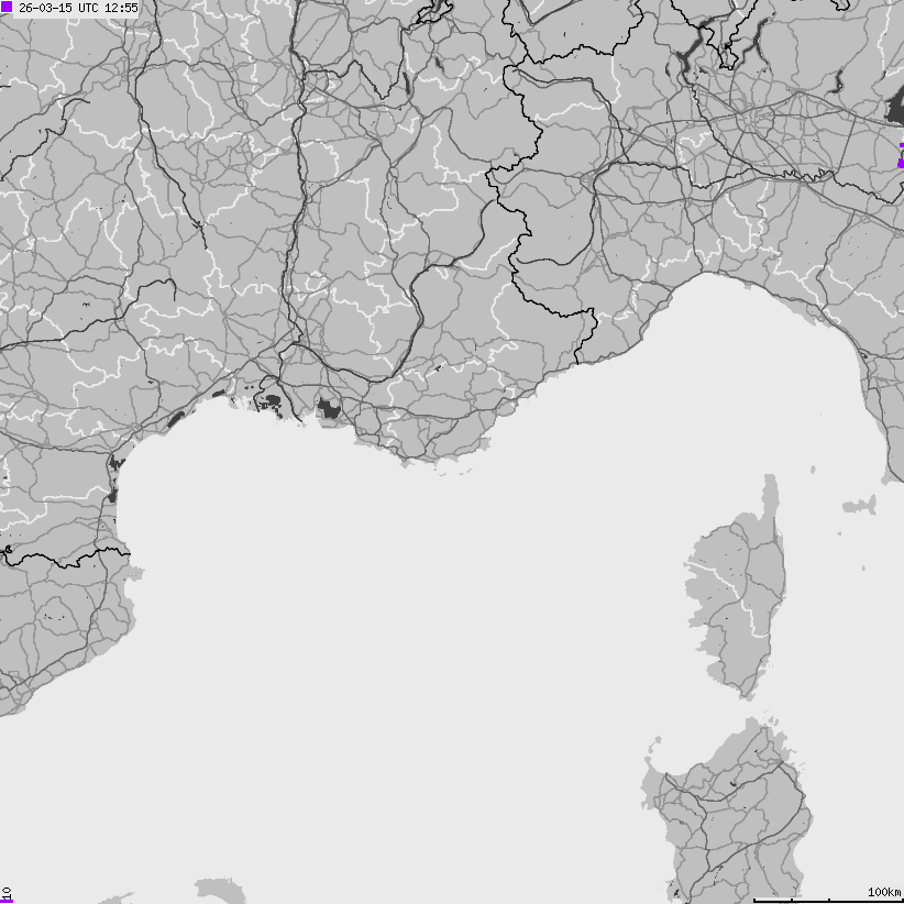 Mapa wyładowań atmosferycznych Francji