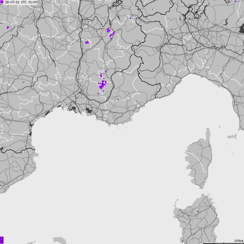Map of lightnings France