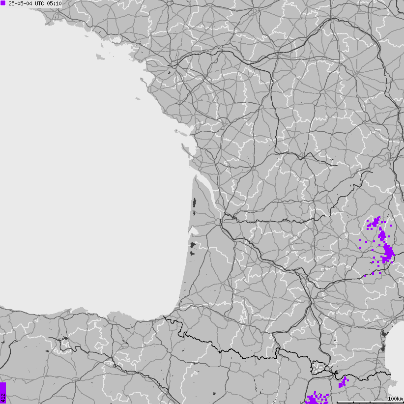 Map of lightnings France