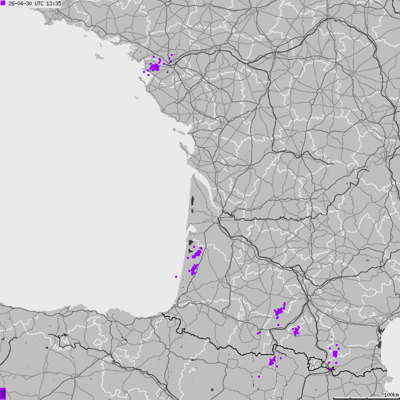 Map of lightnings France