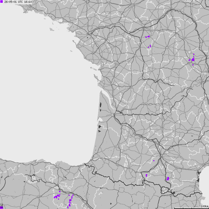 Map of lightnings France