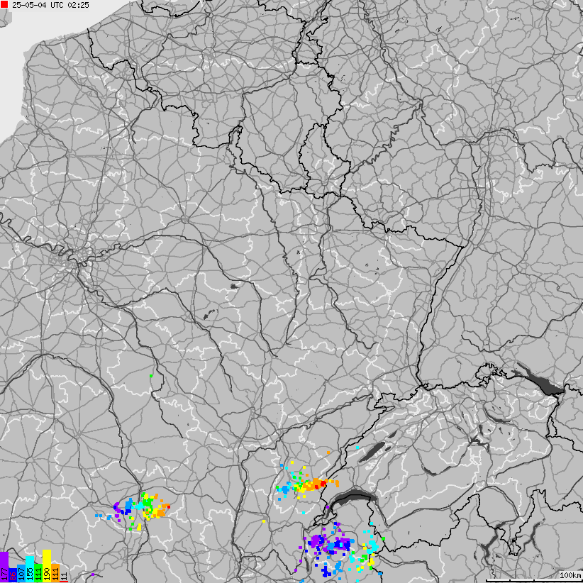 Map of lightnings France