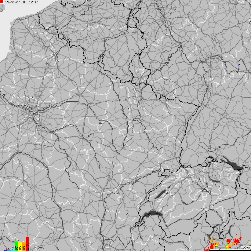 Mapa wyładowań atmosferycznych Francji