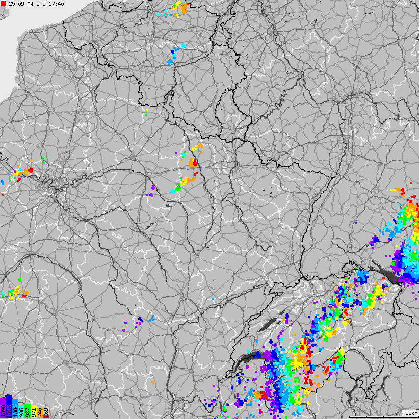 Map of lightnings France