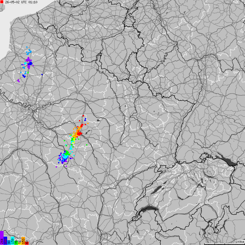 Map of lightnings France