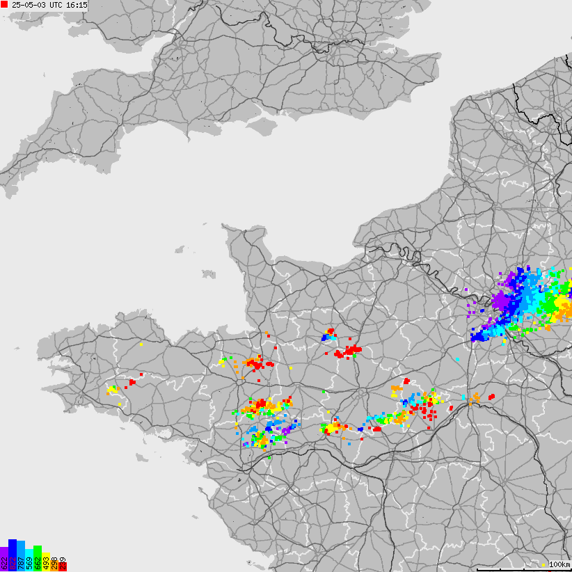 Map of lightnings France