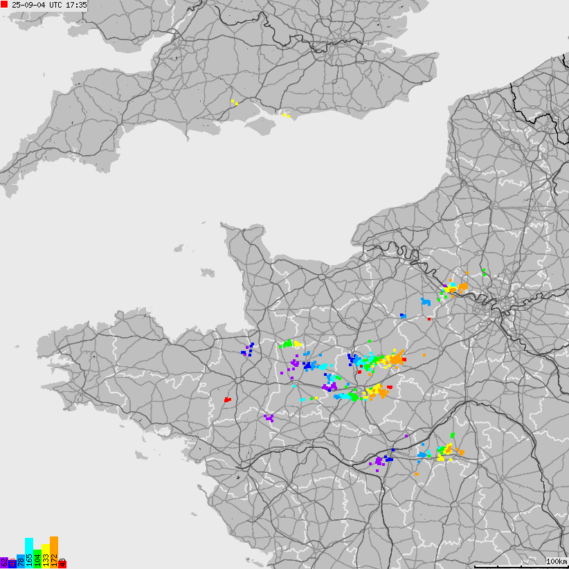 Map of lightnings France