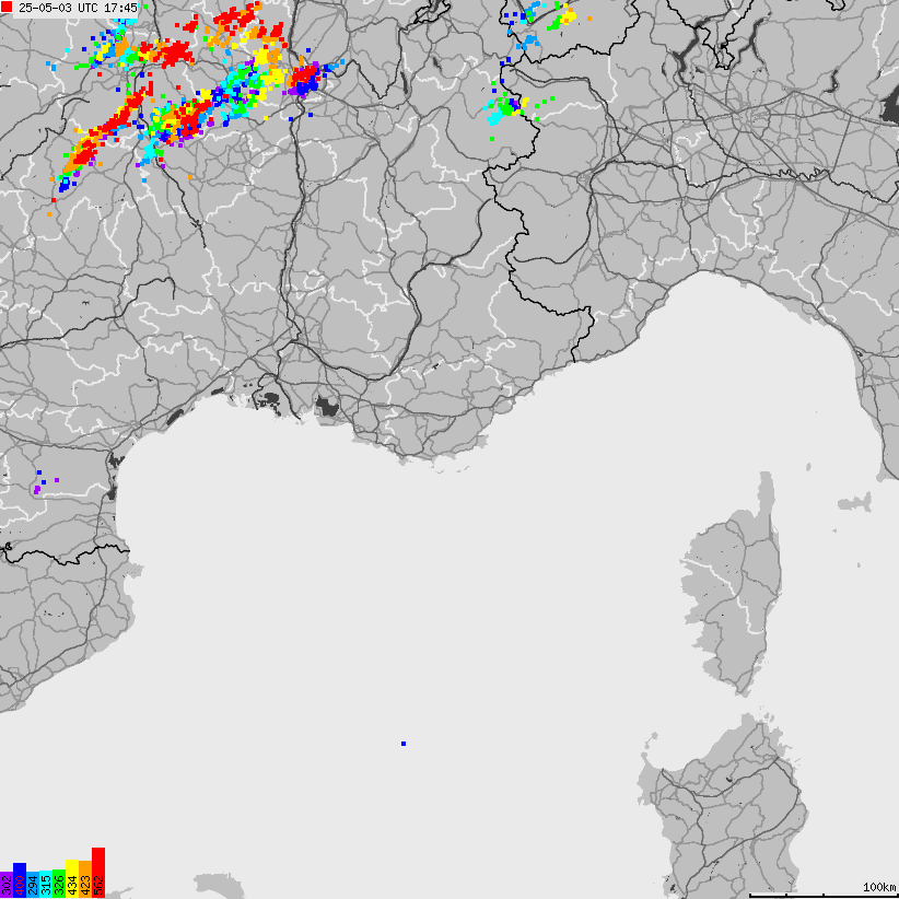 Map of lightnings France