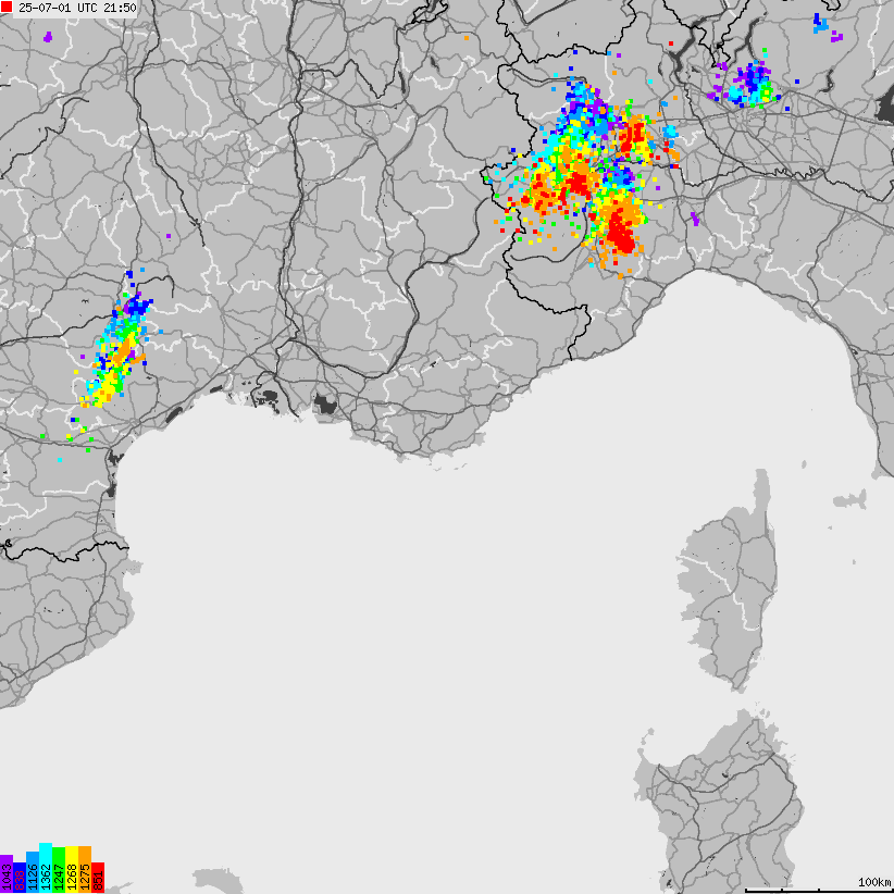 Map of lightnings France