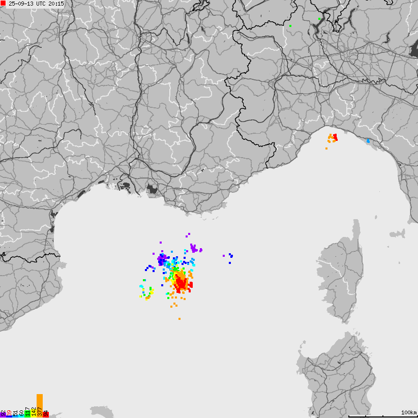 Map of lightnings France
