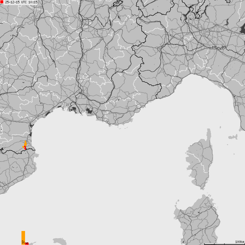 Map of lightnings France