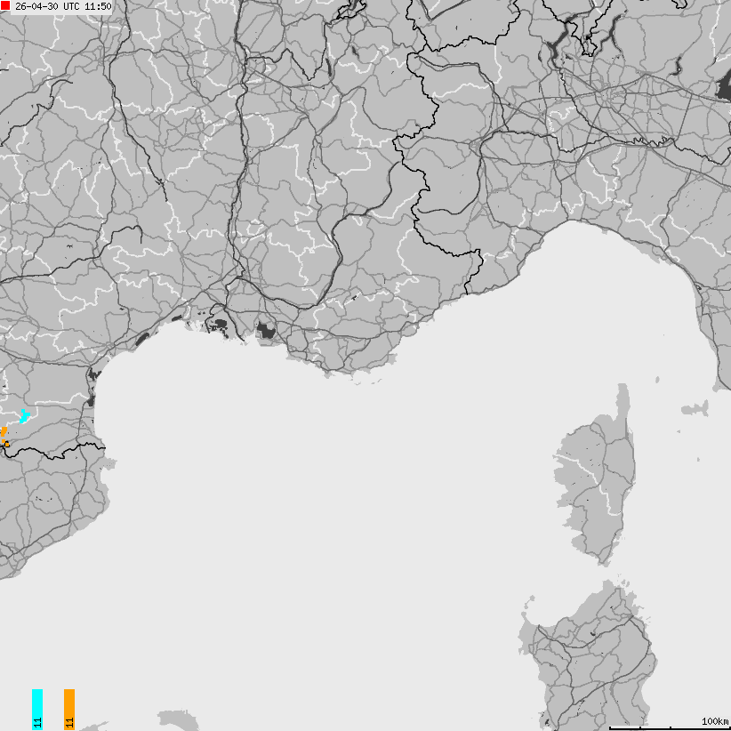 Map of lightnings France