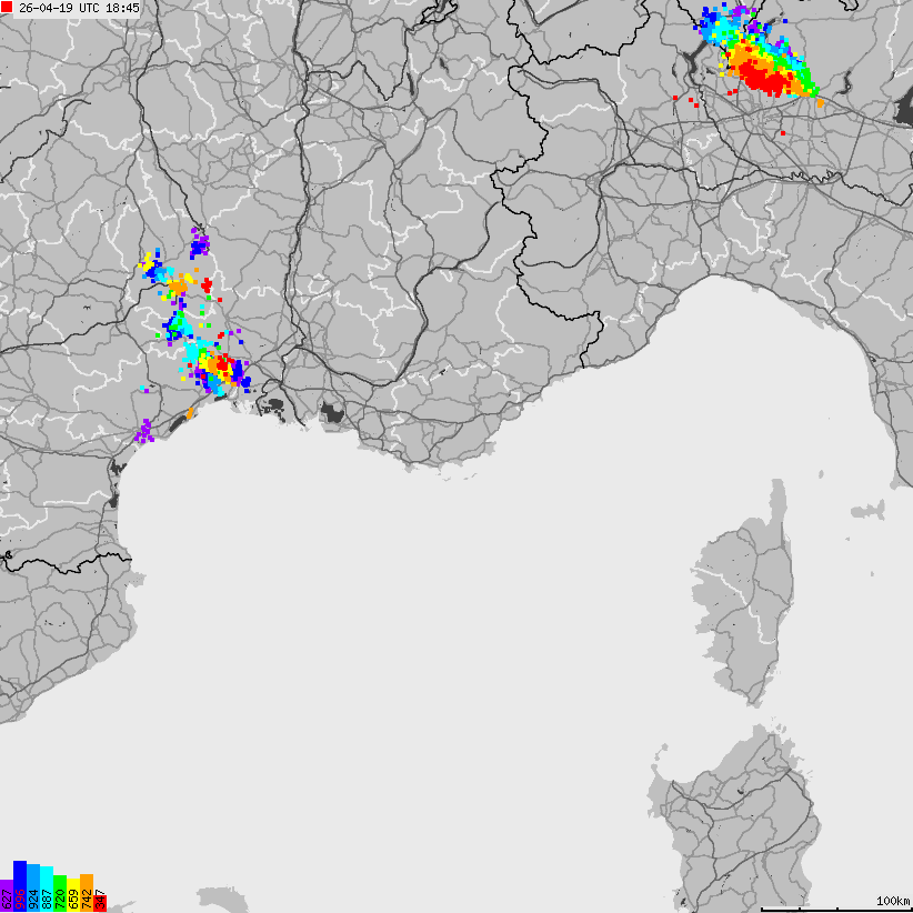 Map of lightnings France