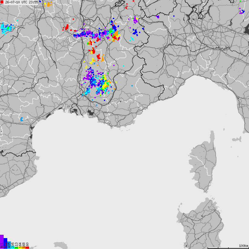Map of lightnings France