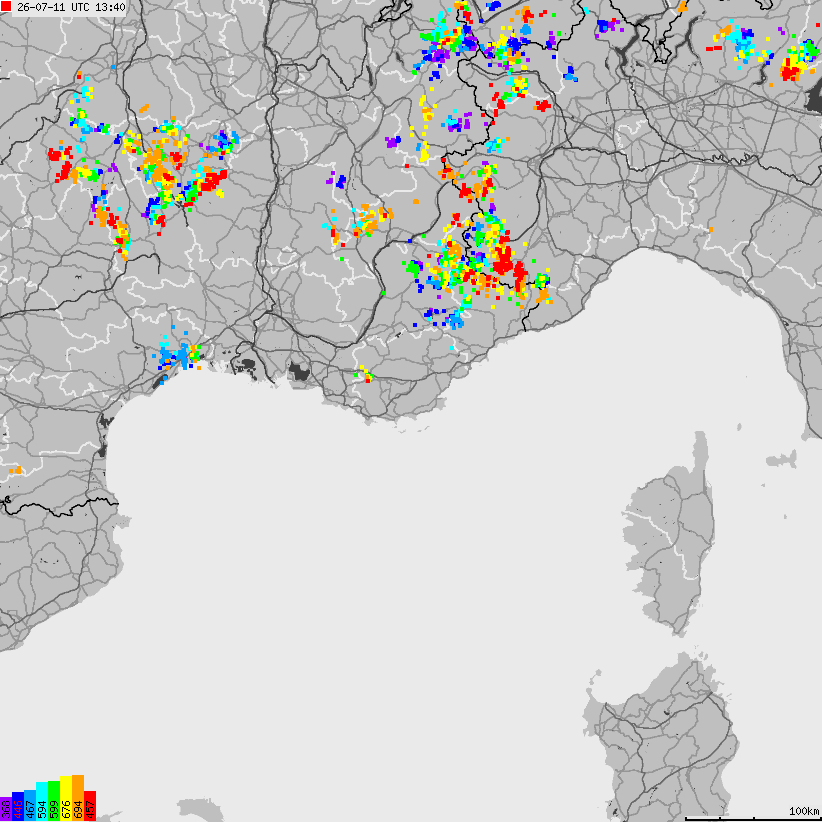 Map of lightnings France