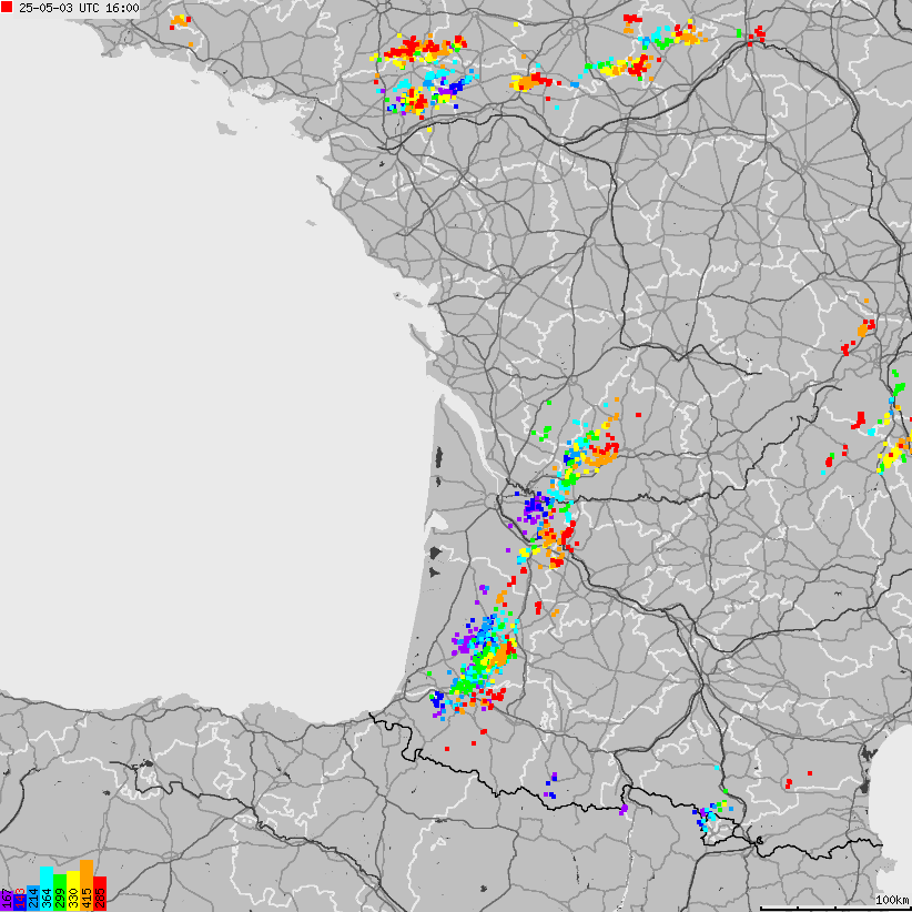 Map of lightnings France