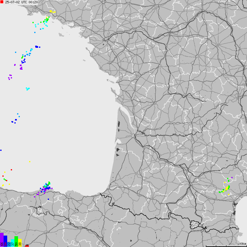 Map of lightnings France