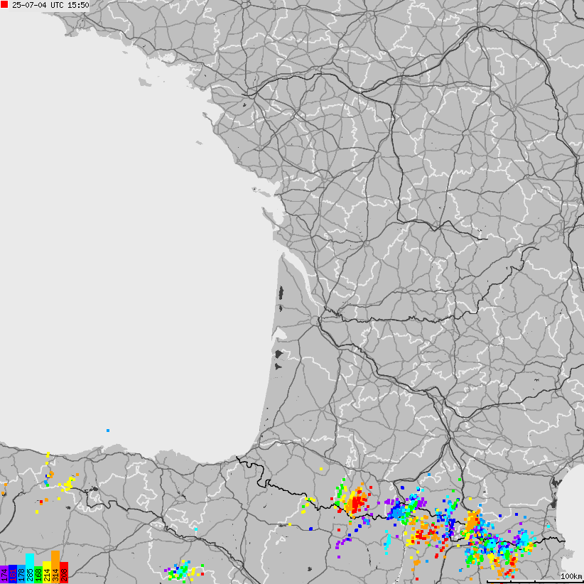 Map of lightnings France