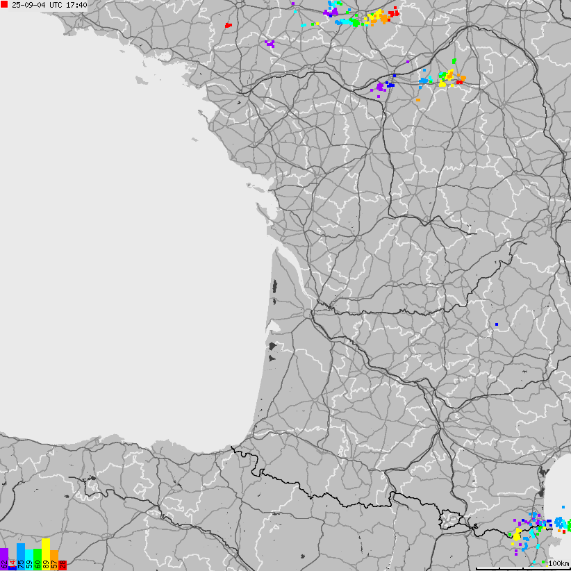 Map of lightnings France
