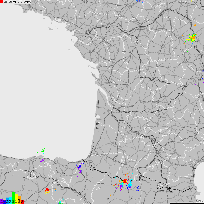 Map of lightnings France