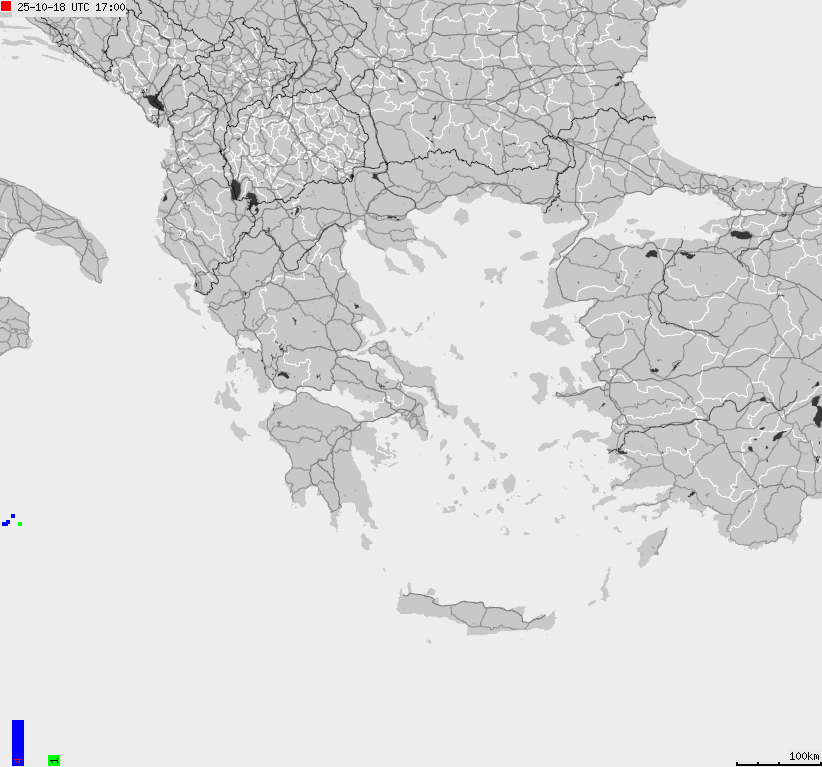 Mapa wyładowań atmosferycznych Grecji