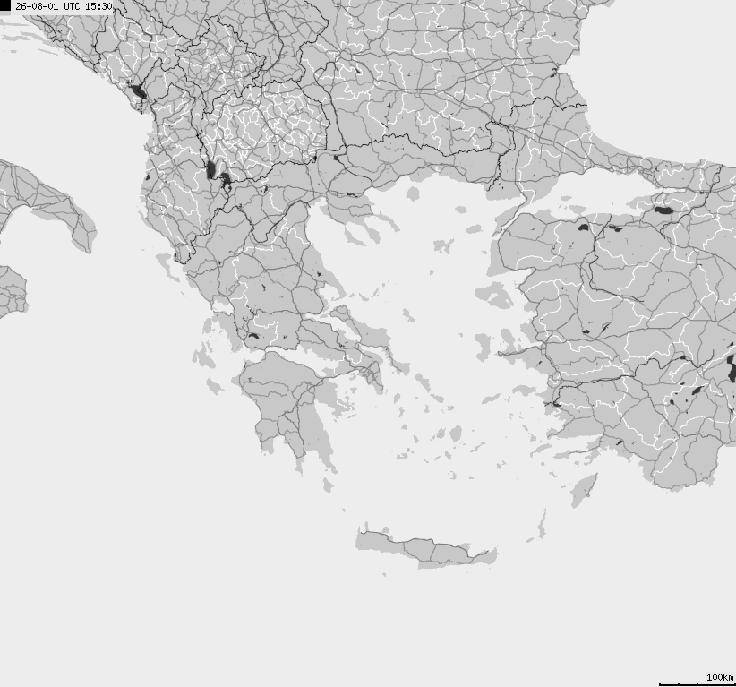Mapa wyładowań atmosferycznych Grecji