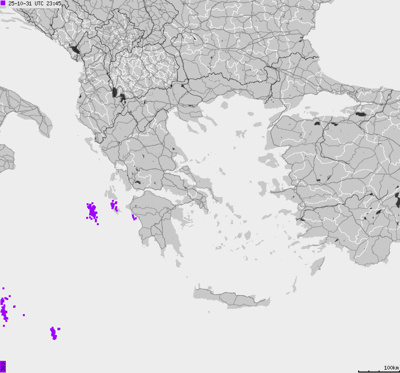 Mapa wyładowań atmosferycznych Grecji