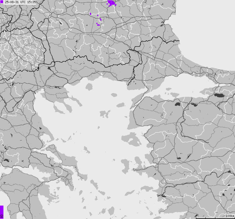 Mapa wyładowań atmosferycznych Grecji