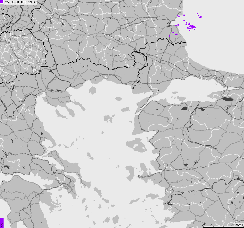 Mapa wyładowań atmosferycznych Grecji