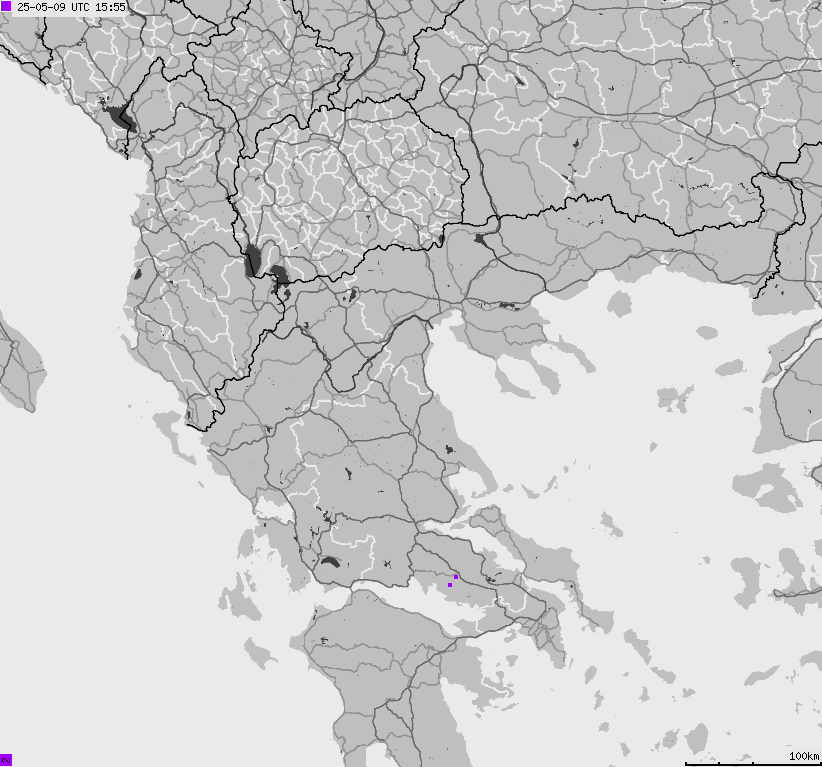 Mapa wyładowań atmosferycznych Grecji