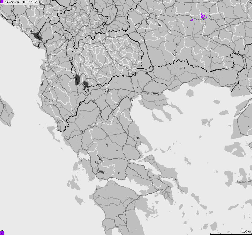 Mapa wyładowań atmosferycznych Grecji