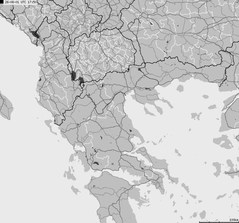 Mapa wyładowań atmosferycznych Grecji